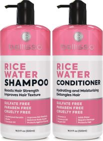Rice Water Shampoo and Conditioner Set Sulfate Free for Thin and Fine Hair Fuller Thickening Formula for Women and Men With Strengthening Saw Pal